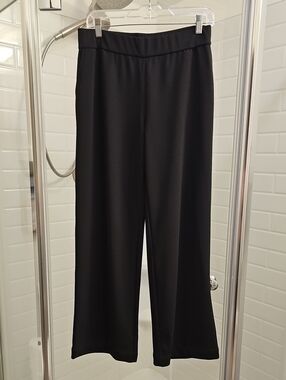 Dennis Basso Regular Luxe Crepe Wide-Leg Pants In Black. New Without Tags.